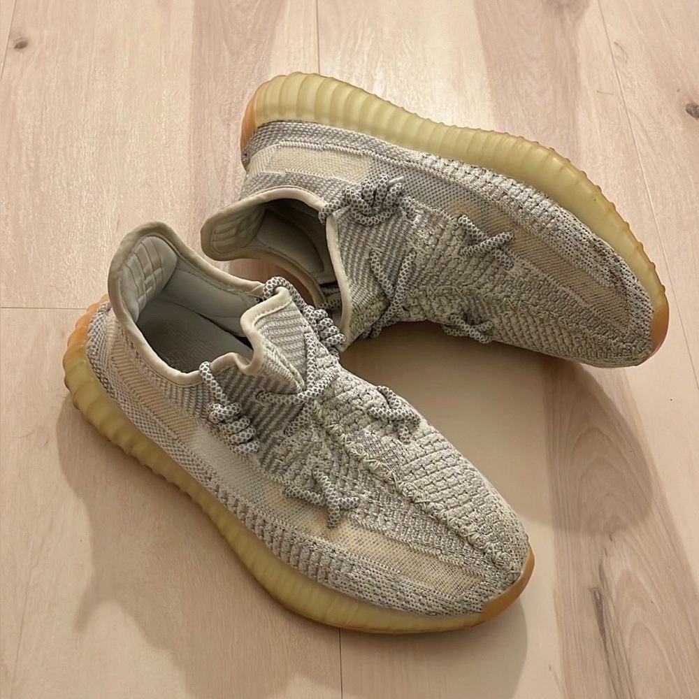 Yeezy Knit Sneakers in Gray and Cream